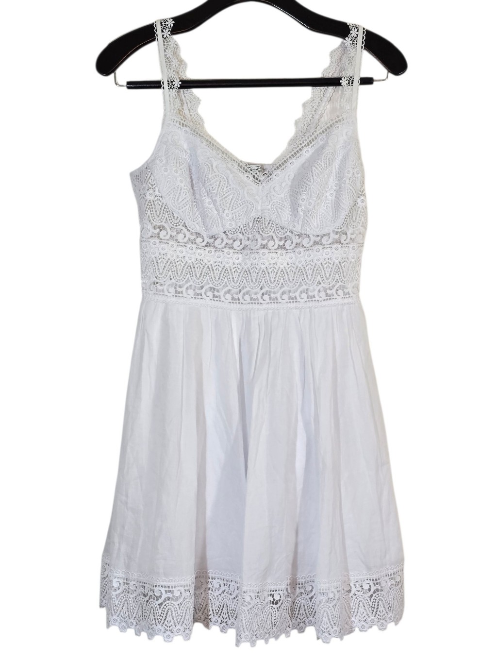 Charo Ruiz Cotton Lace Mini Dress White Small